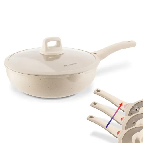 Patelnia WOK indukcyjna z pokrywką Konighoffer Creamy Marble 30 cm