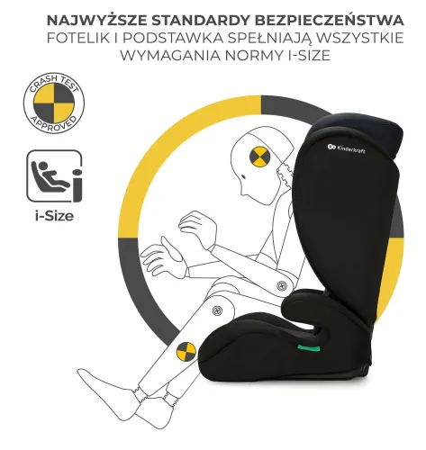 Fotelik samochodowy KINDERKRAFT I-Spark I-Size 2w1 100-150 cm (9-36 kg) Czarny