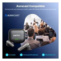 Słuchawki bezprzewodowe Earfun Air Pro 4+ ANC Dokanałowe Bluetooth 6.0 Funkcje AI Czarny