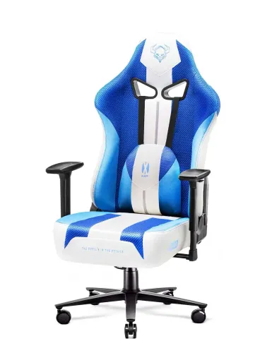 Fotel Diablo Chairs X-Player 2.0 Normal Size Gamingowy do 150kg Skóra ECO Tkanina Biało-niebieski