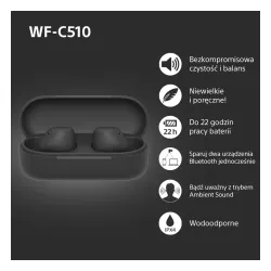 Słuchawki bezprzewodowe Sony WF-C510 Dokanałowe Bluetooth 5.3 Czarny