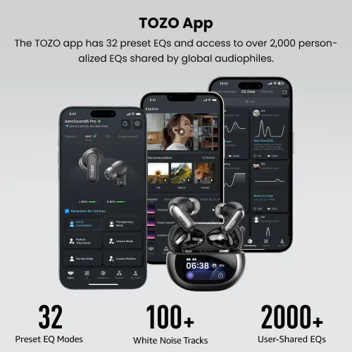 Słuchawki bezprzewodowe Tozo AeroSound6 Pro Dokanałowe Bluetooth 5.4 Czarny