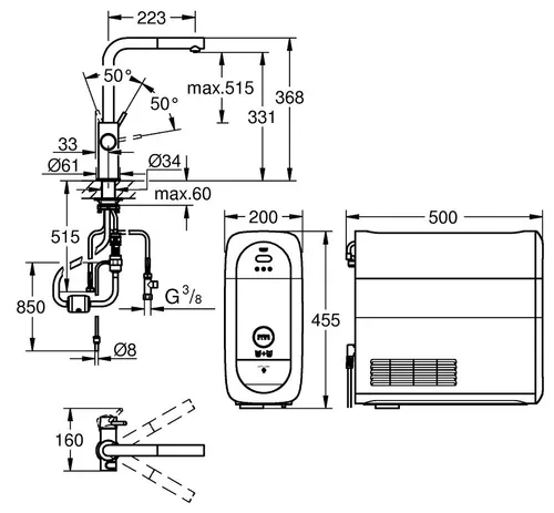 Bateria GROHE Blue Home 31539KS0 z filtrem Aksamitna czerń