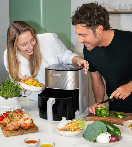 Air Fryer Frytkownica beztłuszczowa BLENDYGO Air 6l z okienkiem do obserwacji postępów gotowania Szampański