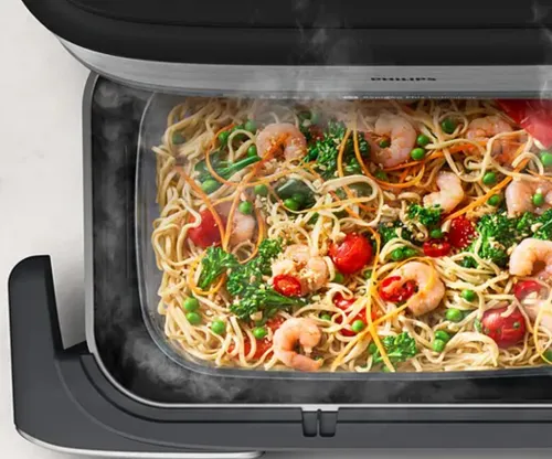 Air Fryer Frytkownica beztłuszczowa Philips NA565/02 Ovi Ultra Megabasket z funkcją Steamfry, pary, auto czyszczenie