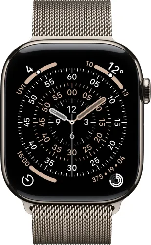 Apple Watch 11 GPS + Cellular 42mm koperta z tytanu (naturalny) + pasek sportowy rozmiar S/M (górska szarość)