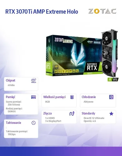 Видеокарта RTX 3070TI AMP Extreme Holo 8GB GDDR6X 256bit 3DP / HDMI