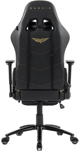 Fotel GAMVIS Phantom Large Czarny (złote elementy) + podnóżek