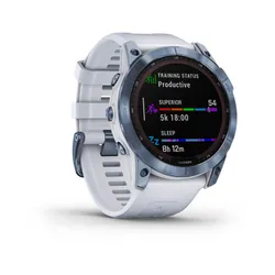 Смарт-часы Garmin FENIX 7X Sapphire Solar титановый синий минерал DLC с белым ремешком (010-02541-15)