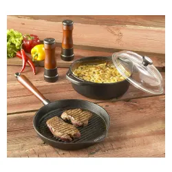 SKEPPSHULT Natural Selection Grill 24 cm czarna - patelnia grillowa żeliwna