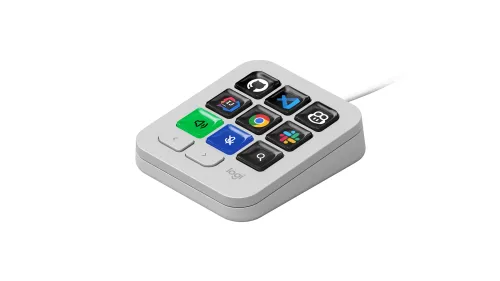 Konsola programowalna Logitech MX Keypad z klawiszami LCD do sterowania AI i aplikacjami Jasnoszary