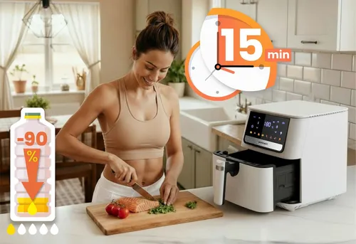 Air Fryer Frytkownica beztłuszczowa BERDSEN BD-662 Biały 6.5l 8 automatycznych programów