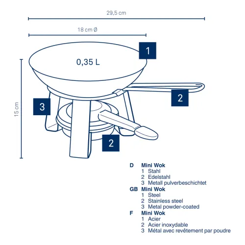 KELA Joy – mini-wok z podgrzewaczem stal śred. 18 cm