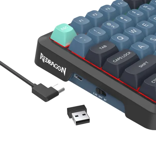 Klawiatura mechaniczna Redragon K724GBG-RGB-PRO Behemoth Mint Mambo Szaro-niebieski