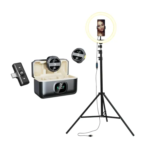 Mikrofon HAWK HW-MIC201 + Lampa pierścieniowa XLINE SF600 selfie ze statywem 210 cm
