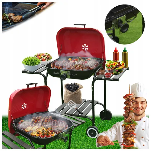 Grill węglowy VELACO VL02-RED-BLACK Czarny / Czerwony