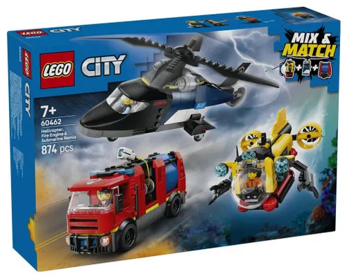 Набор LEGO City 60462 с вертолетом, пожарной машиной и подводной лодкой