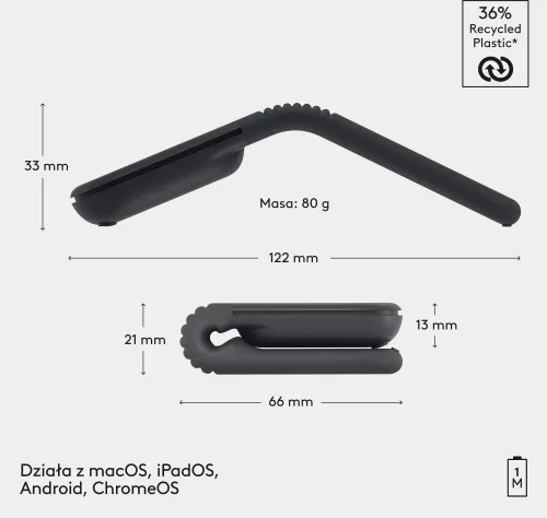 Myszka Logitech Mobi Fold Grafitowy