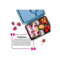 Lunchbox 4-komorowy Yumbox Pret ze stalową tacą - Paris blue glitter