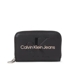 Женский кошелек Calvin Klein Jeans Sculpted Med Zip Around Mono K60k607229 Black With Rose 01f