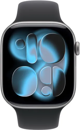 Apple Watch 11 GPS + Cellular 42mm koperta z aluminium (gwiezdna szarość) + pasek sportowy rozmiar S/M (czarny)