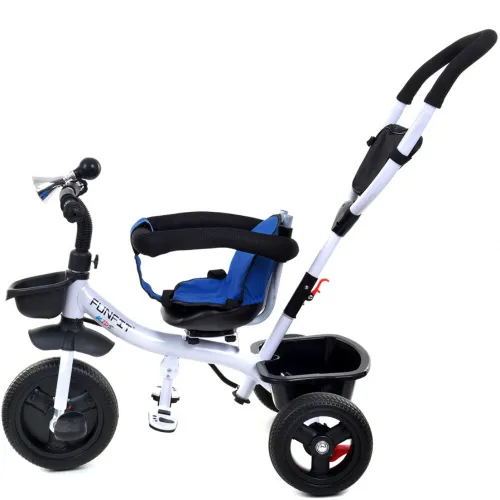 Rowerek trójkołowy z daszkiem FUNFIT obracany 360° wolne koło +trąbka