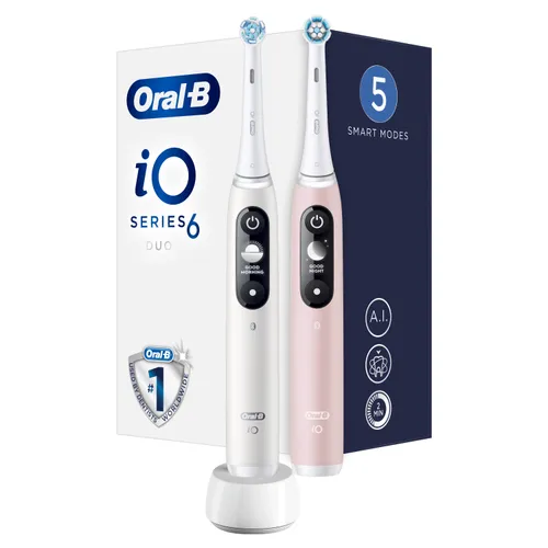 Oral - B магнитная зубная щетка iO Series 6 Duo 2 шт. White / Pink