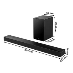 Soundbar TCL Q65H Czarny 5.1-kanałowy, Bezprzewodowy Subwoofer, 4K HDR, HDMI eARC, BT, Dolby Atmos, DTS:X