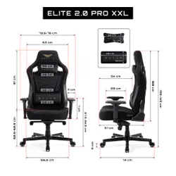 Fotel GAMVIS Elite 2.0 Pro XXL Czarny (złote elementy)