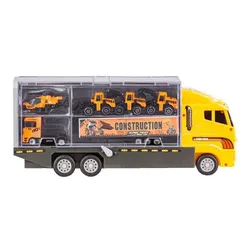 Ciężarówka, Transporter + Auta, Otwierana Laweta, Pojazdy Budowlane + Helikopter 12W1
