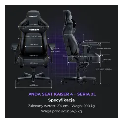 Fotel Anda Seat Kaiser 4 XL Gamingowy do 200kg Skóra Eco Limonka