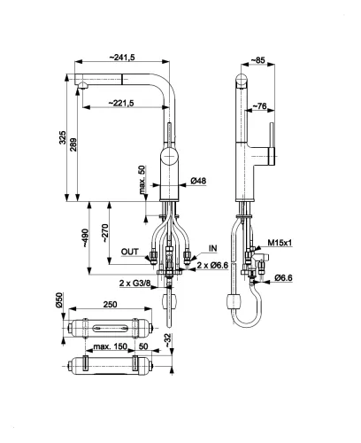 Bateria KFA Armatura Duero Pure Move Pull-Out 6623-422-61 Grafitowy Stal szlachetna