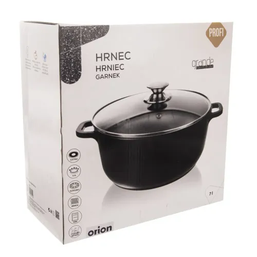 Garnek aluminiowy z pokrywką GRANDE CZARNY 7 l