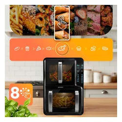Air Fryer Frytkownica beztłuszczowa BERDSEN BD-664 12l z podwójnym koszem i okienkiem do obserwacji postępów gotowania