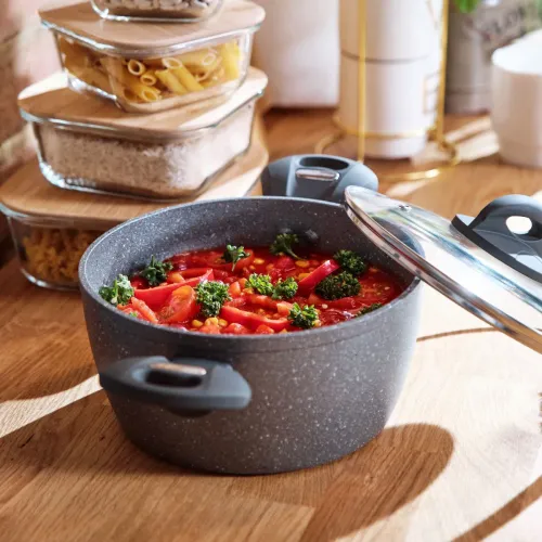 Garnek aluminiowy z pokrywką FLORINA LAVA GRAFITOWY 4,5 l