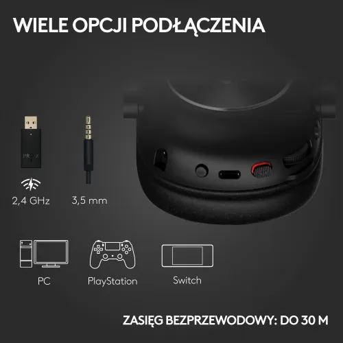 Słuchawki bezprzewodowe z mikrofonem Logitech G Pro X2 Lightspeed Nauszne Czarny