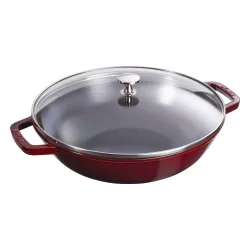 STAUB Wok żeliwny z pokrywką 30 cm, grenadynowy