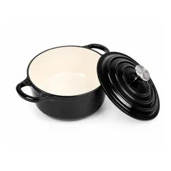Garnek żeliwny emaliowany 28cm 5.9L ciężki indukcja Czarny KRISBERG