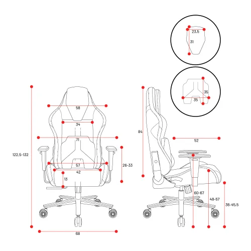 Fotel Diablo Chairs X.One Prime Normal Size Bloody Mary Gamingowy Do 140kg Tkanina Czerwony