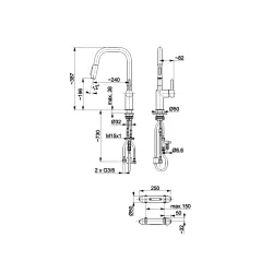 Bateria KFA Armatura Duero Pure Style Pull-Out 6623-312-61 Grafitowy Stal szlachetna