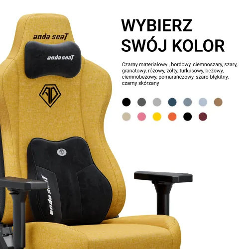 Fotel Anda Seat Kaiser 3E XL Gamingowy do 150kg Tkanina Żółty