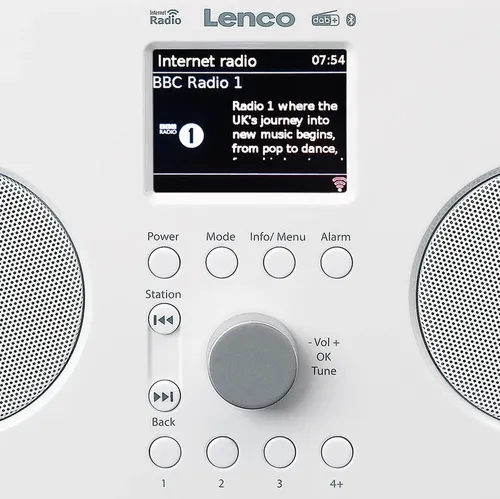 Radioodbiornik Lenco PIR-645 Radio FM DAB+ Internetowe Bluetooth Biały