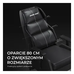 Fotel Anda Seat X3 Gaming Sofa Elegant Black Gamingowy do 120kg Skóra Eco Czarny