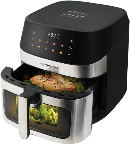 Air Fryer Frytkownica beztłuszczowa ESPERANZA Patate Al Forno 8l z 10 automatycznymi programami i okienkiem do obserwacji postępów gotowania
