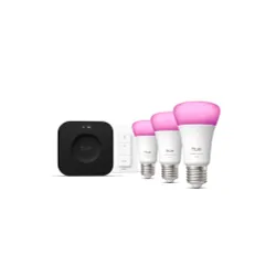 Żarówka LED Philips Hue White and Colour Ambiance 3 inteligentne żarówki E27 + Dimmer switch + Bridge Pro