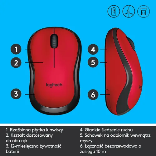 Myszka Logitech M220 Silent Czerwony