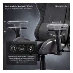 Fotel Diablo Chairs X-Horn 2.0 Normal Size Rainbow Grey Gamingowy do 140kg Tkanina Szary