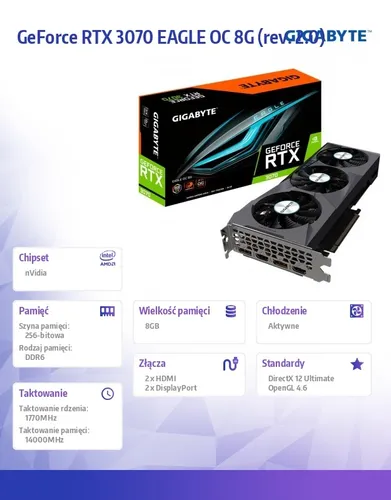 Видеокарта GeForce RTX 3070 EAGLE OC 8GB GDDR6 256bit LHR 2DP/2HDMI