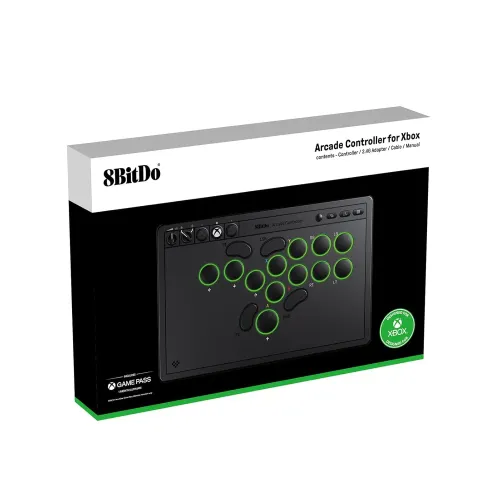 Kontroler 8BitDo All-Button Arcade Controller do PC, Xbox Bezprzewodowy Czarny