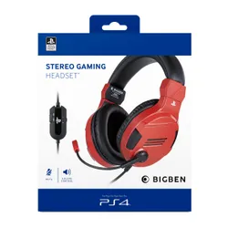 Słuchawki przewodowe z mikrofonem BigBen PS4 Gaming Headset V3 Nauszne Czerwony